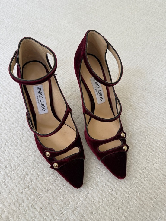 Jimmy Choo Shoes - Jimmy Choo Burgundy Velvet Pointed-Toe Heels